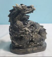 Marbled Resin Chinese Dragon Statue Figurine Decor Year Of The Dragon picture
