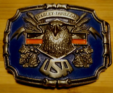 Vintage Harley Davidson BARON Belt Buckle H529 1990 Freedom Eagle USA Brass picture