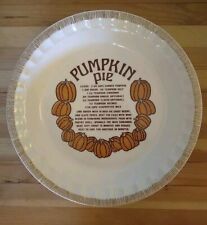 Vintage Royal China by Jeannette Pumpkin Pie Plate Dish Ruffled-Edge w/ Recipe  picture