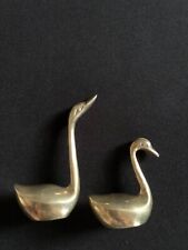 Pair of Vintage Brass Swans  picture