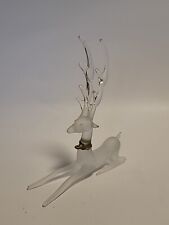 Vintage Silvestri Frosted Glass Reindeer Buck with Clear Antlers Collar no Bell picture