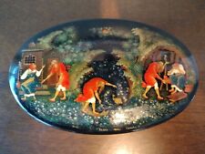  Vintage Lacquer Box Russian Signed Hand Painted USSR Trinket Box picture