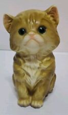 Vintage Enesco Japan Ceramic Cat Kitten with Green Eyes 6.5” Figurine picture