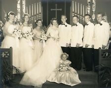 40's 50's WEDDING Found Photo BRIDAL bw Original Portrait VINTAGE 2 11 LA 93 picture