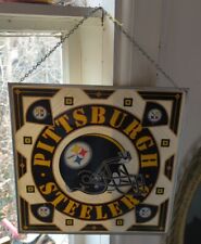 Cool Pittsburgh Steelers Glass Hanging Window Sign Very Large 16.25