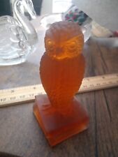 Dagenhard Wise Owl Orange/ Amber  Frosted Glass Figurine  picture