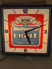 Vintage 1982 Budweiser Light Clock Beer Bar Sign - Clock and light work picture