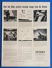 1943 Sperry Corporation 1940's Print Ad WW2 How the Allies protect invasion... picture