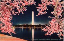 Washington DC-Washington Monument At Night, Vintage Postcard picture