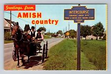 Intercourse PA-Pennsylvania, Three Young Amish Boys In A Buggy Vintage Postcard picture
