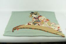 Vintage Japanese Scarf Beautiful Hand-Crafted Traditional Woman Playing Koto picture