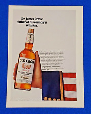 1970 OLD CROW BOURBON ORIGINAL COLOR PRINT AD SHIPS FREE DR. JAMES CROW LOT S21 picture