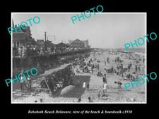 OLD 8x6 HISTORIC PHOTO OF REHOBOTH BEACH DELAWARE THE BEACH & BOARDWALK c1930 picture
