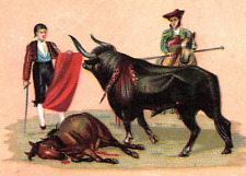 1880s MATADORE BULL DEAD HORSE PRUDENTIAL INSURANCE VICTORIAN TRADE CARD P314 picture