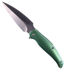 Two Sun Folding Knife Green Titanium Handle D2 Dagger Plain Edge TS248-GR-D2 picture