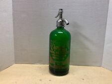 Antique Vintage Crystal Sparkling Seltzer Soda Bottle Green picture