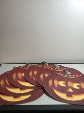 Vintage Vinyl Placemats Set of 6 Halloween Pumpkin Shaped Happy Face Beautiful picture