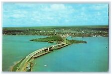 c1950's Aerial View Of The New Bridge To Eaglewood Beach Florida FL Postcard picture