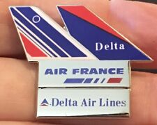 Vintage Delta Air Lines Air France Tails Joint Venture Commemorative Lapel Pin picture