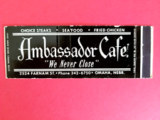 Ambassador Cafe- Omaha, Nebraska. Full Length Matchbook Cover. picture