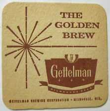 GETTELMAN GOLDEN BREW Beer COASTER, Mat, Milwaukee, WISCONSIN 1965 picture