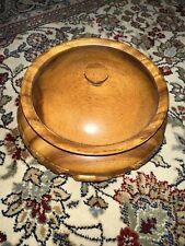 Hawaiian Hand Carved Bowl With Palm Trees And Bull Lid 7” travel souvenir picture