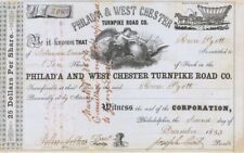 Philad'A and West Chester Turnpike Road Co. - Stock Certificate - Railroad Stock picture