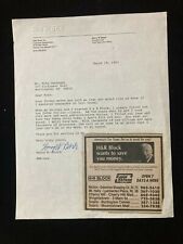 Henry W. Bloch (d2019) signed autographed letter Co-Founder of H&R Block   picture