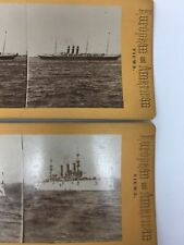 1898 USS New York USN Naval Ship Military 2 Stereoview Card Spanish American War picture