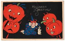 Halloween Greetings. Boy And Jack O Lanterns Post Card. Posted On Oct. 27, 1926 picture