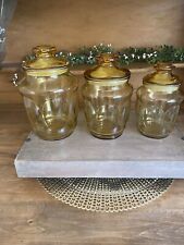 Set of 3 '70's Vintage Amber Gold Glass Canister/Jars Kitchen Storage Set ~NICE~ picture