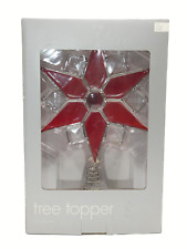 Christmas Luxe Tree Topper Glass Red Star 11.5