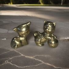 Vintage Miniature Brass Cat Figurine Collection Set of 2 picture