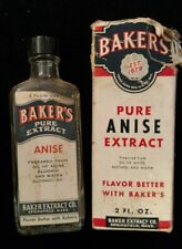 Antique Bakers pure Anise Extract bottle w/ original label and cap box  picture