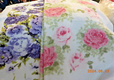 Vintage lot of 2 Cannon MCM  floral bath towels with fringe - Pink and purple picture