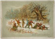 Boys Playing on an Autumn Day - Victorian Trade Card 1890's picture