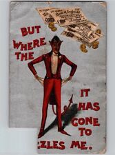 c1912 Devil Krampus Evil Silver Phrase Artist Signed BB London Postcard picture