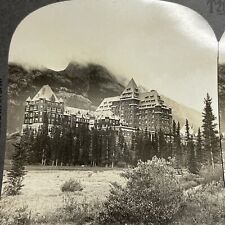 Antique 1917 Banff Springs Hotel Alberta Rockies Canada Stereoview Photo PC615 picture
