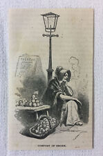 small 1855 magazine engraving ~ OLD WOMAN APPLE SELLER SMOKING Comfort Of Smoke picture