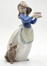 Vintage Lladro Nao Puppy's Birthday #1045 Girl W Cake & Dog Figurine Spain 1987 picture