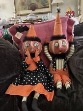 Joe Spencer Gathered Traditions Ike & Eek Couple Halloween Pumpkin Head 28