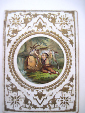 Sweet Little 1800's Valentine w/ Gold Embossed Design & Paper Lace Cupid   * picture