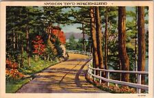 Greetings Clare Michigan MI Country Roadway Fall Trees Lake Postcard c1935 PM picture