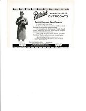 Patrick Duluth Overcoat Print Ad 1924 Pure Northern Wool Sheep Man In Coat picture