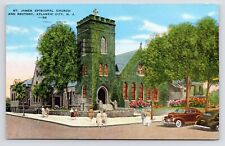 c1940s~Atlantic City New Jersey NJ~St. James Episcopal Church~VTG Postcard picture