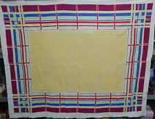 Vintage 1940s 50s Mid Century Tablecloth Colorblock Geometric Weave 61x51 picture