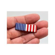 Antique Original United States Patriotic American Flag Fabric Ribbon Bar Pin picture