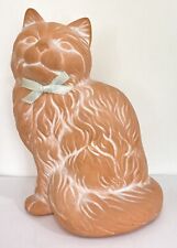 VTG Terracotta Cat Large Figurine Red Clay Statue Midwest Importers Signed picture