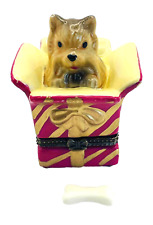 Yorkshire Terrier Yorkie Trinket Box with Bone Charm in a Present Box picture