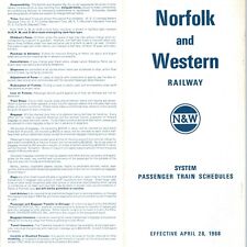Apr 1968 Norfolk and Western Railway Timetable Passenger Public Schedule N&W 4K picture
